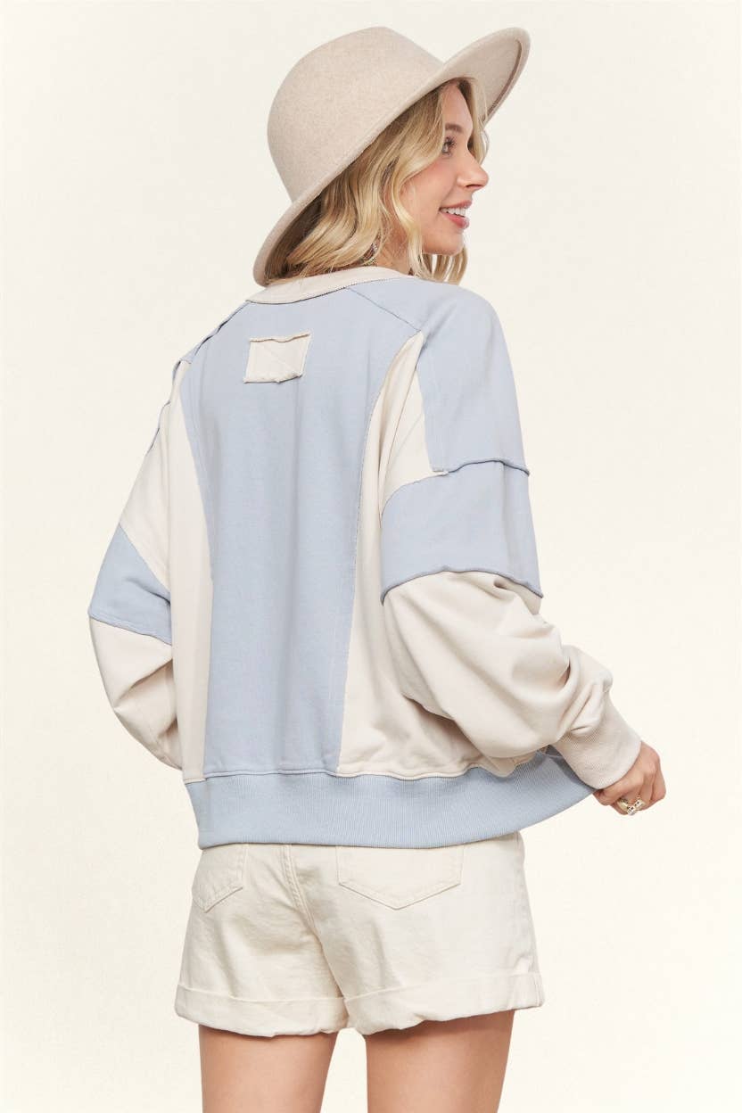 Blue/ Cream Top