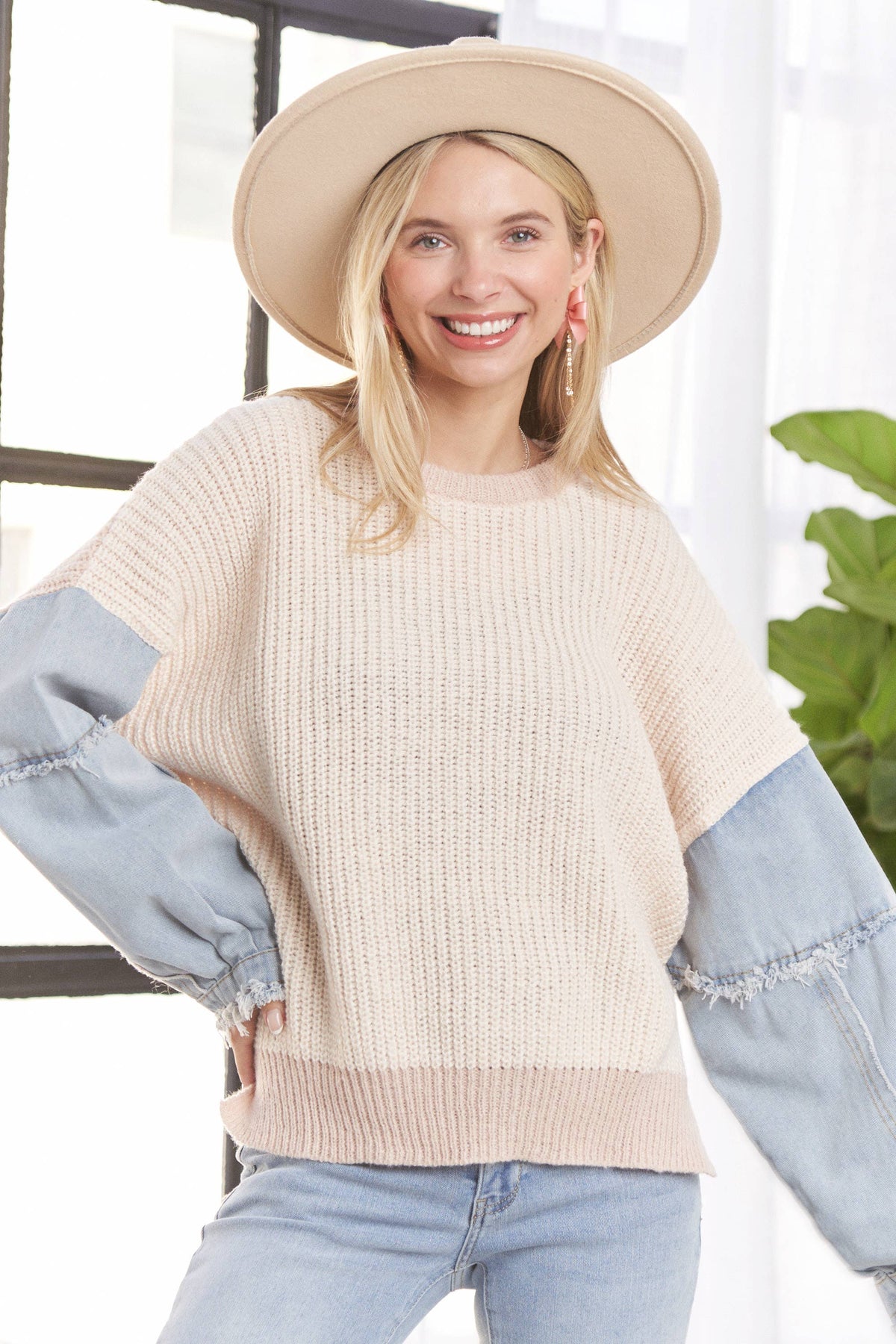 Cream/Denim Top