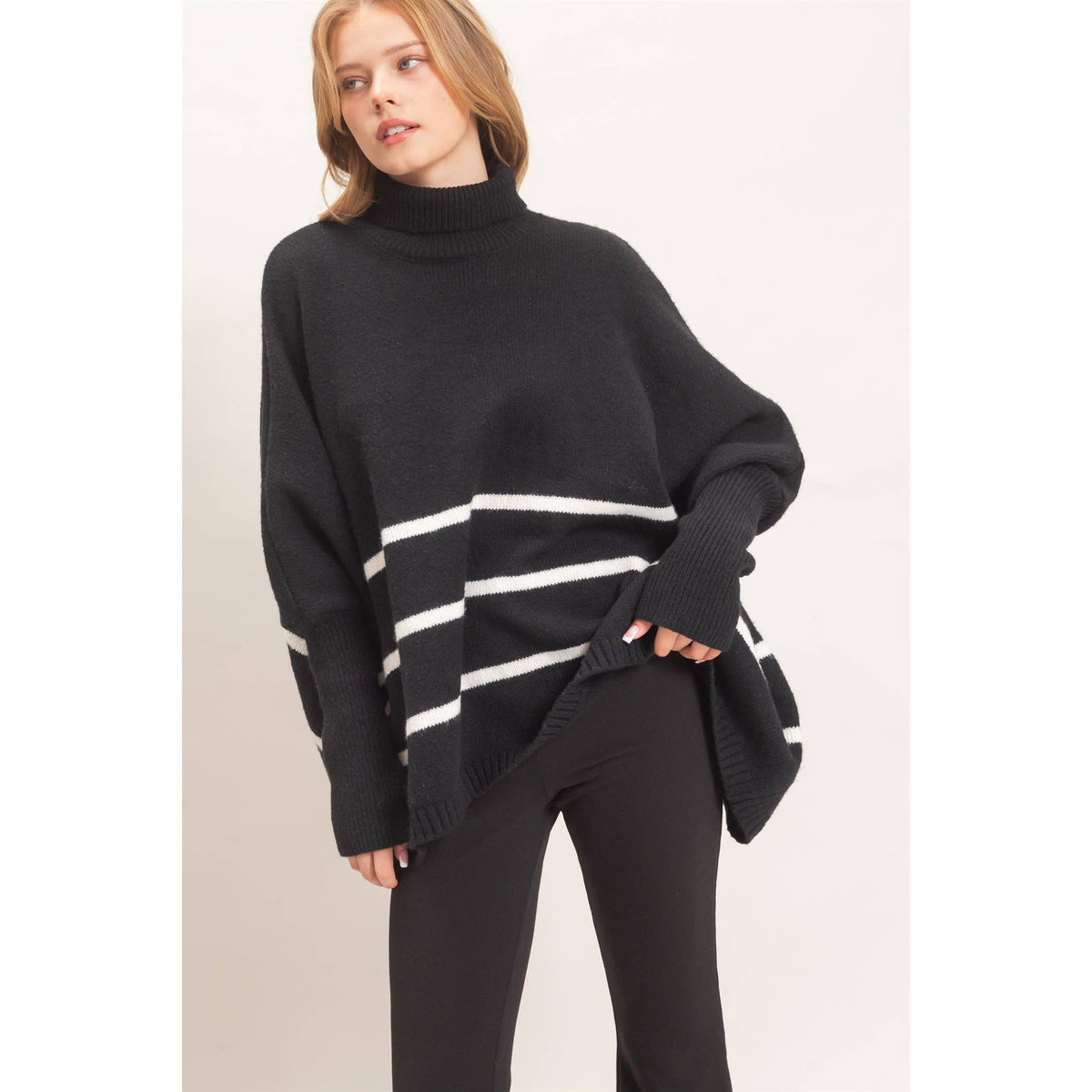 Turtleneck Poncho Sweater