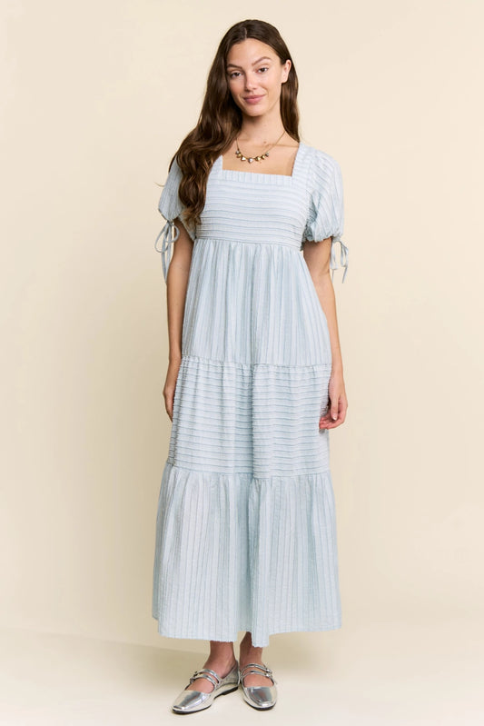 Blue Textured Maxi Dress