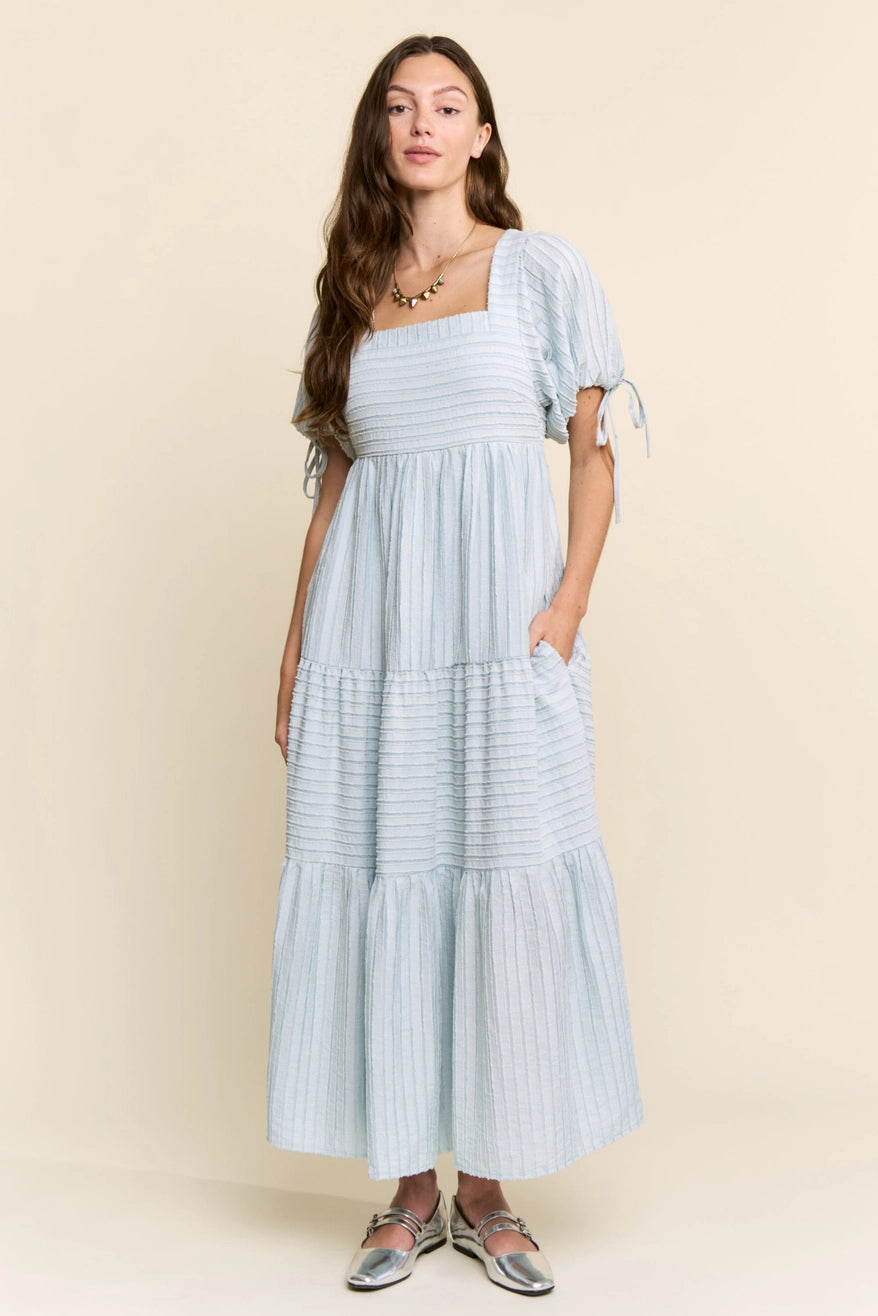 Blue Textured Maxi Dress