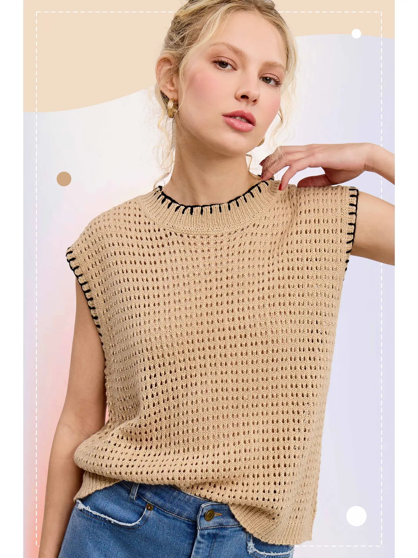 Crumb Cake Crochet Sleeveless Top