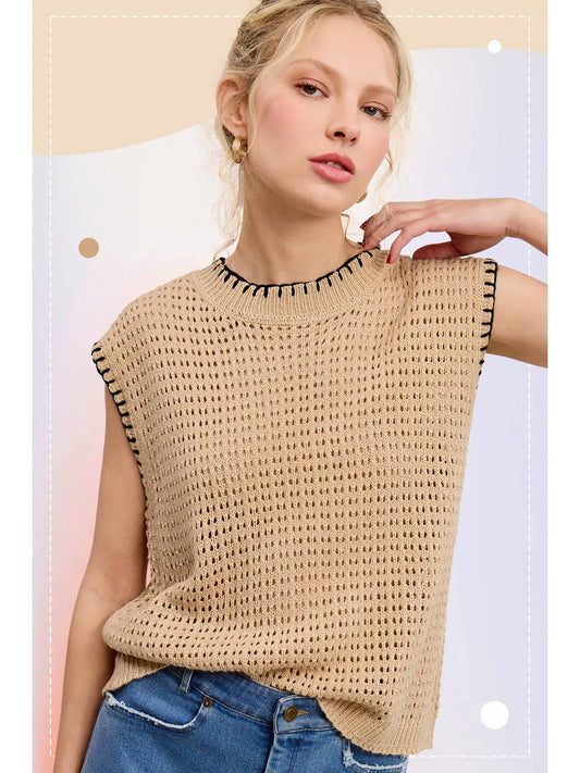 Crumb Cake Crochet Sleeveless Top