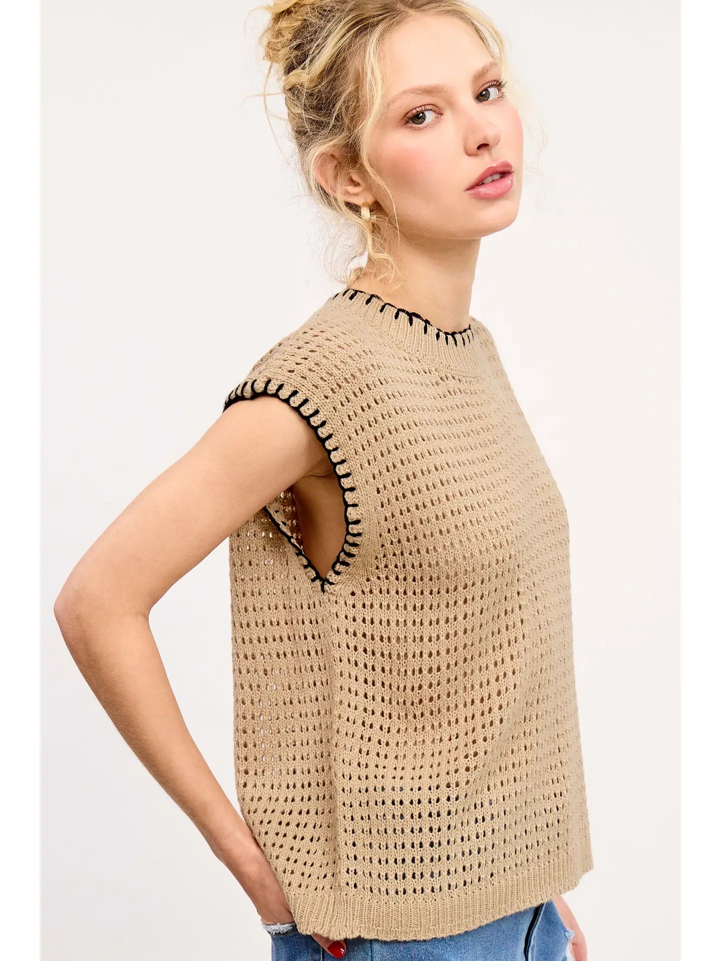 Crumb Cake Crochet Sleeveless Top