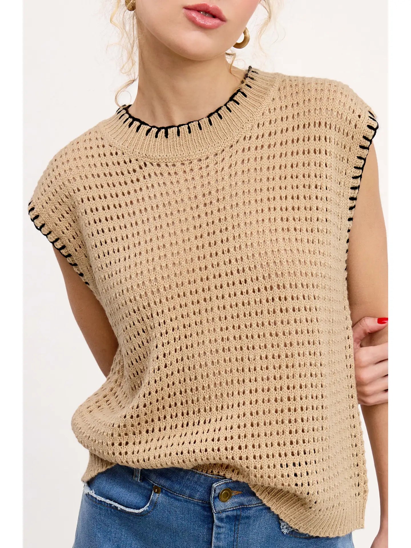 Crumb Cake Crochet Sleeveless Top