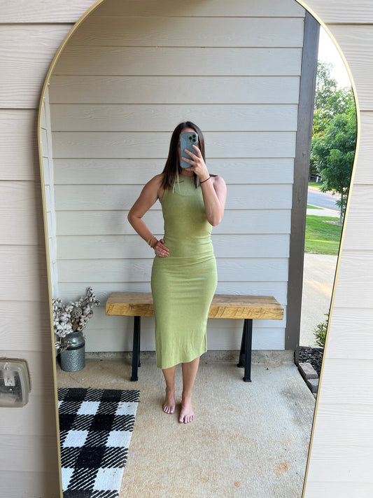 Green midi dress