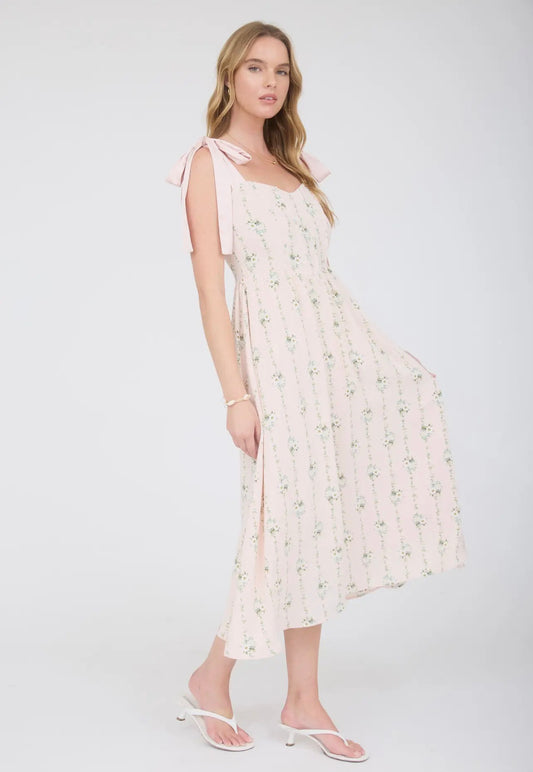 Pink Floral Midi Dress