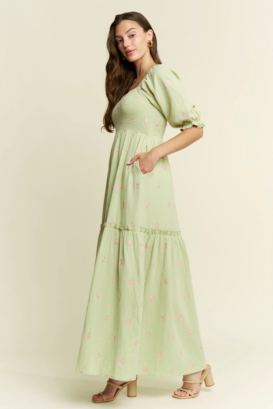 Flower Embroidered Maxi Dress