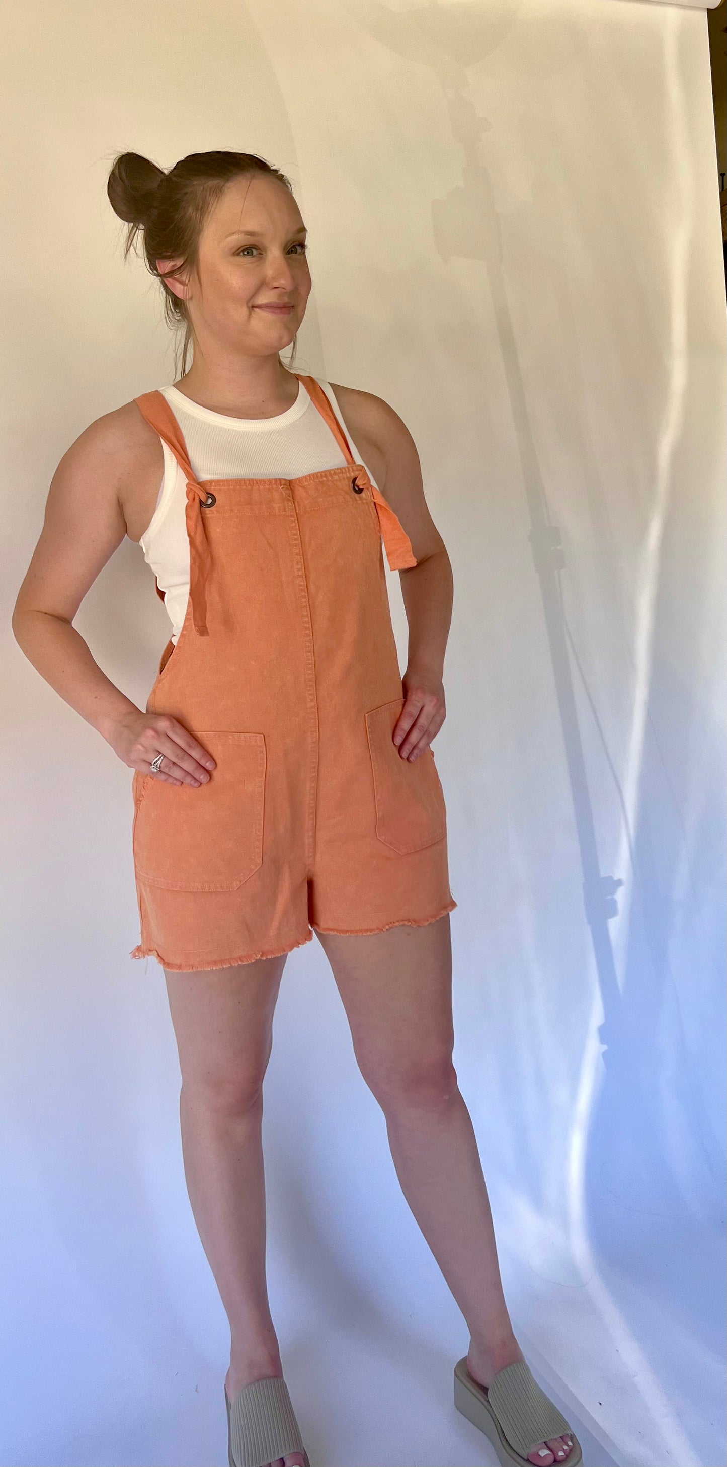 Orange Denim Romper