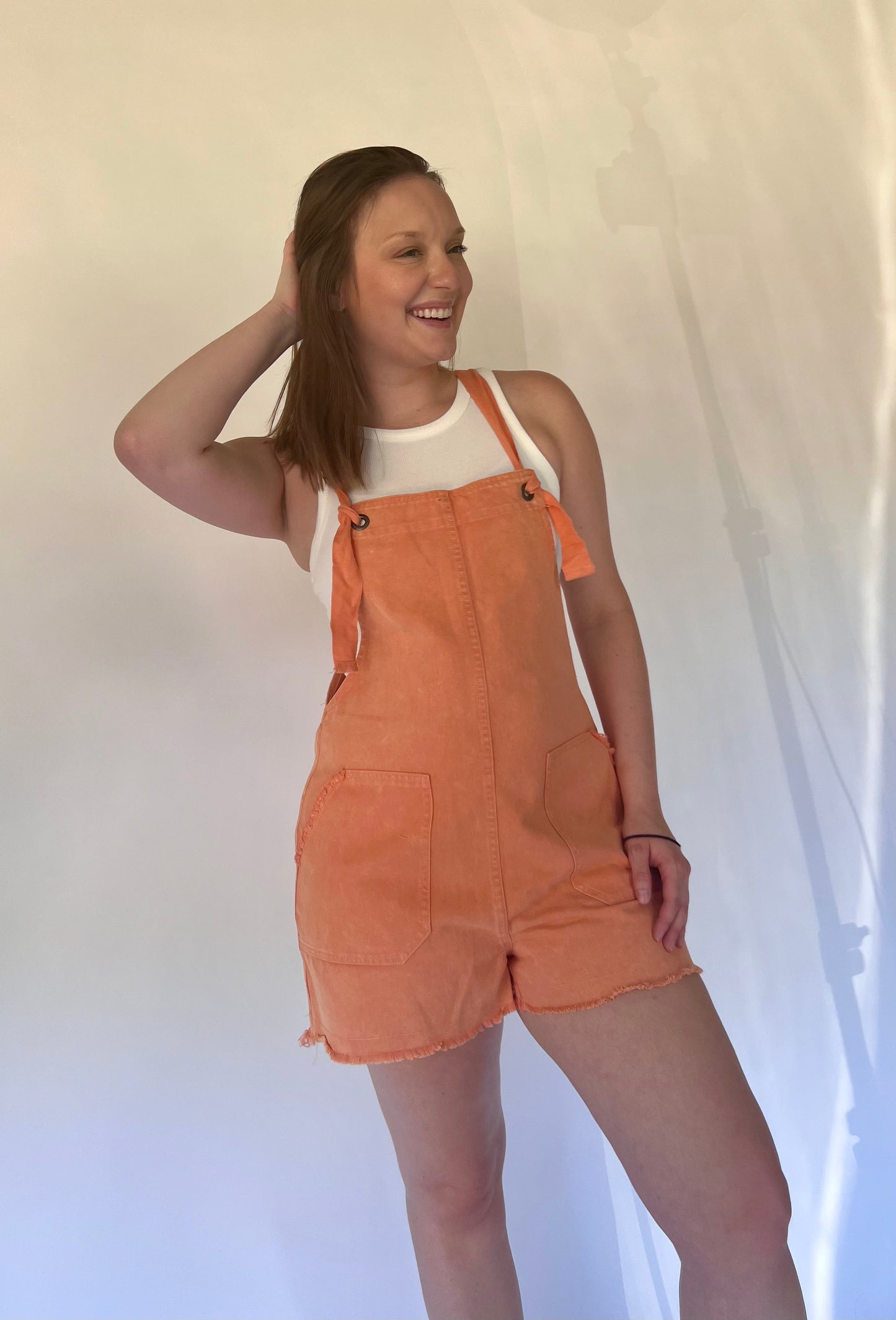 Orange Denim Romper