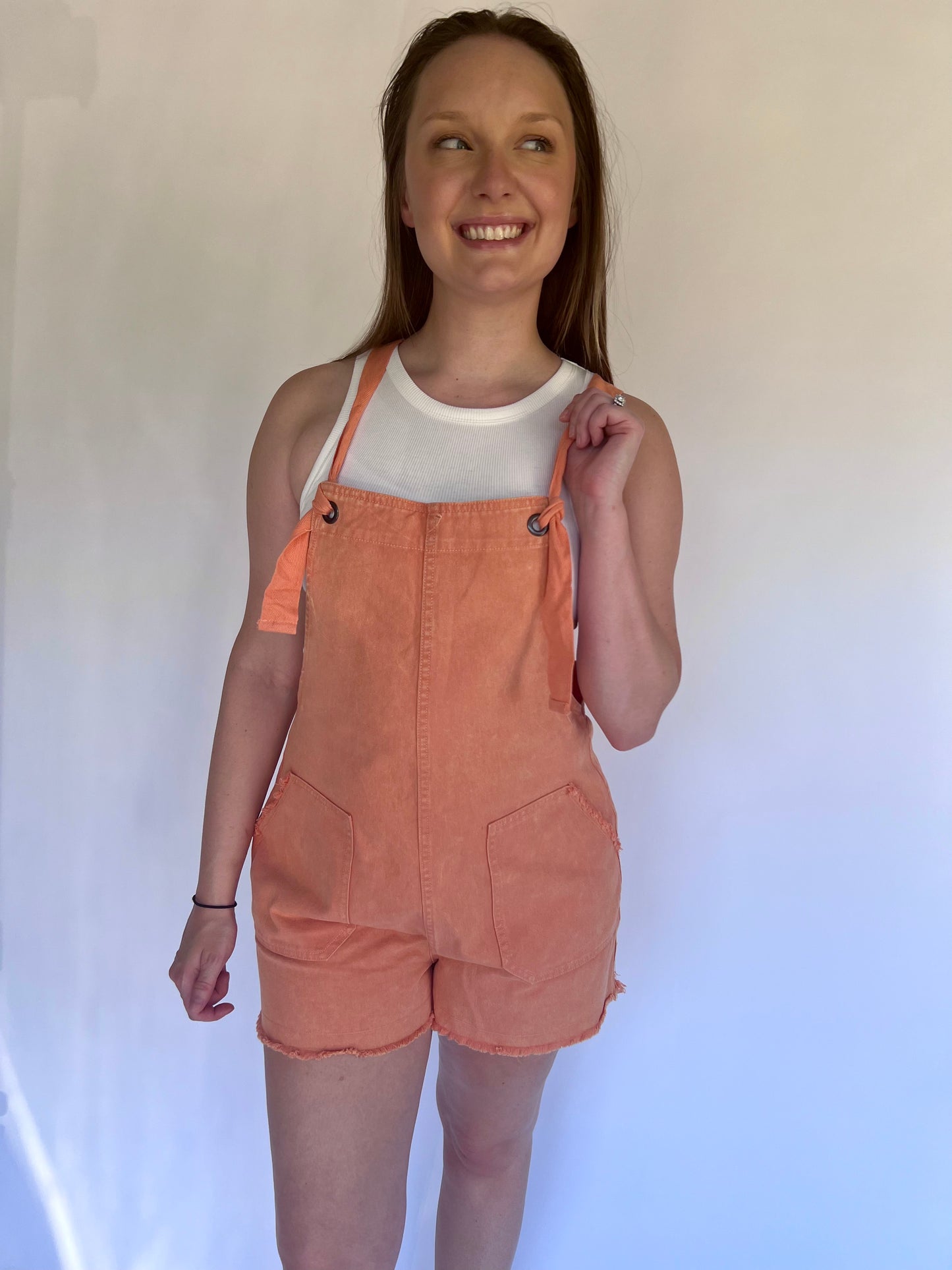 Orange Denim Romper