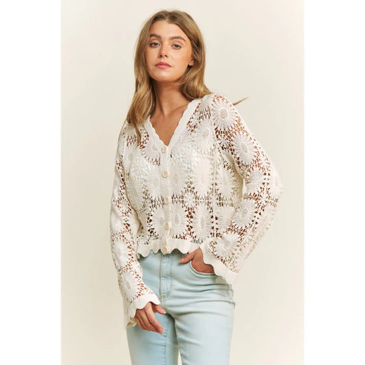 Scallop Lace Button Down Top