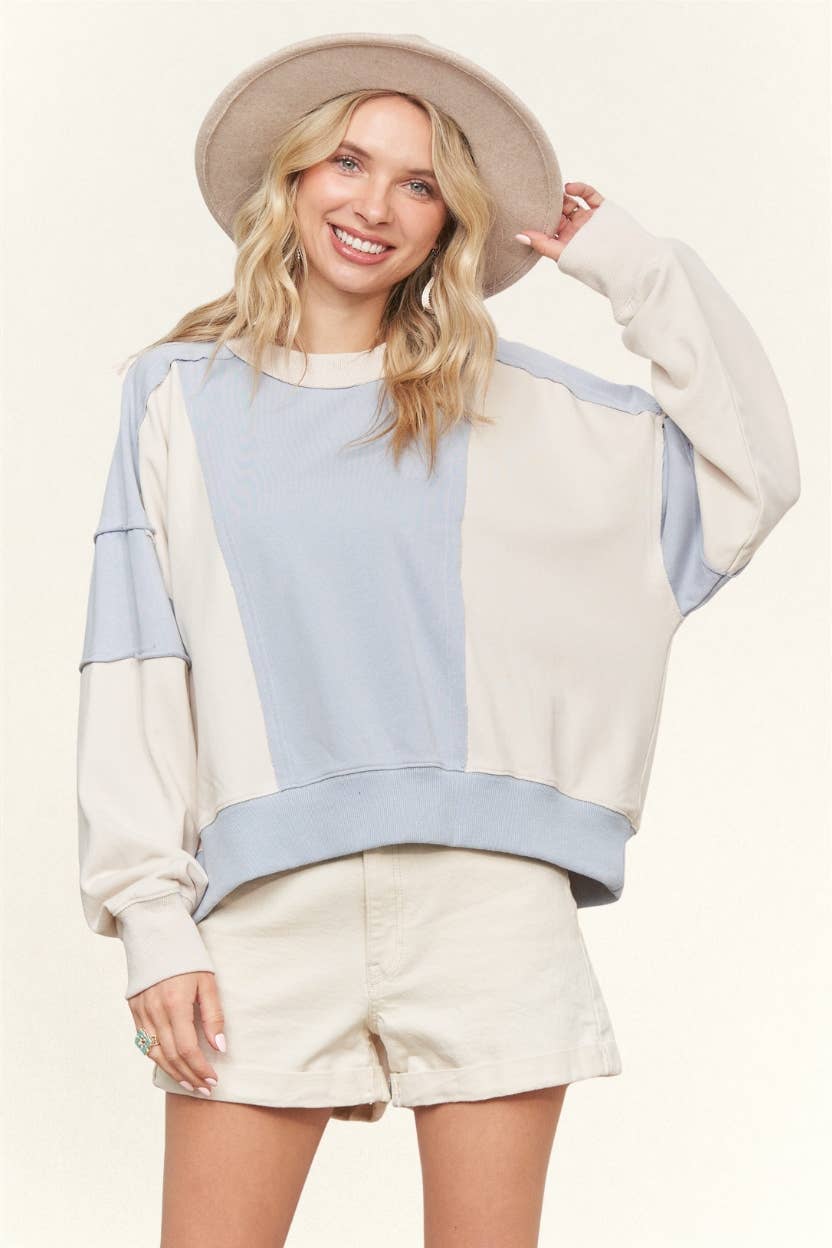 Blue/ Cream Top