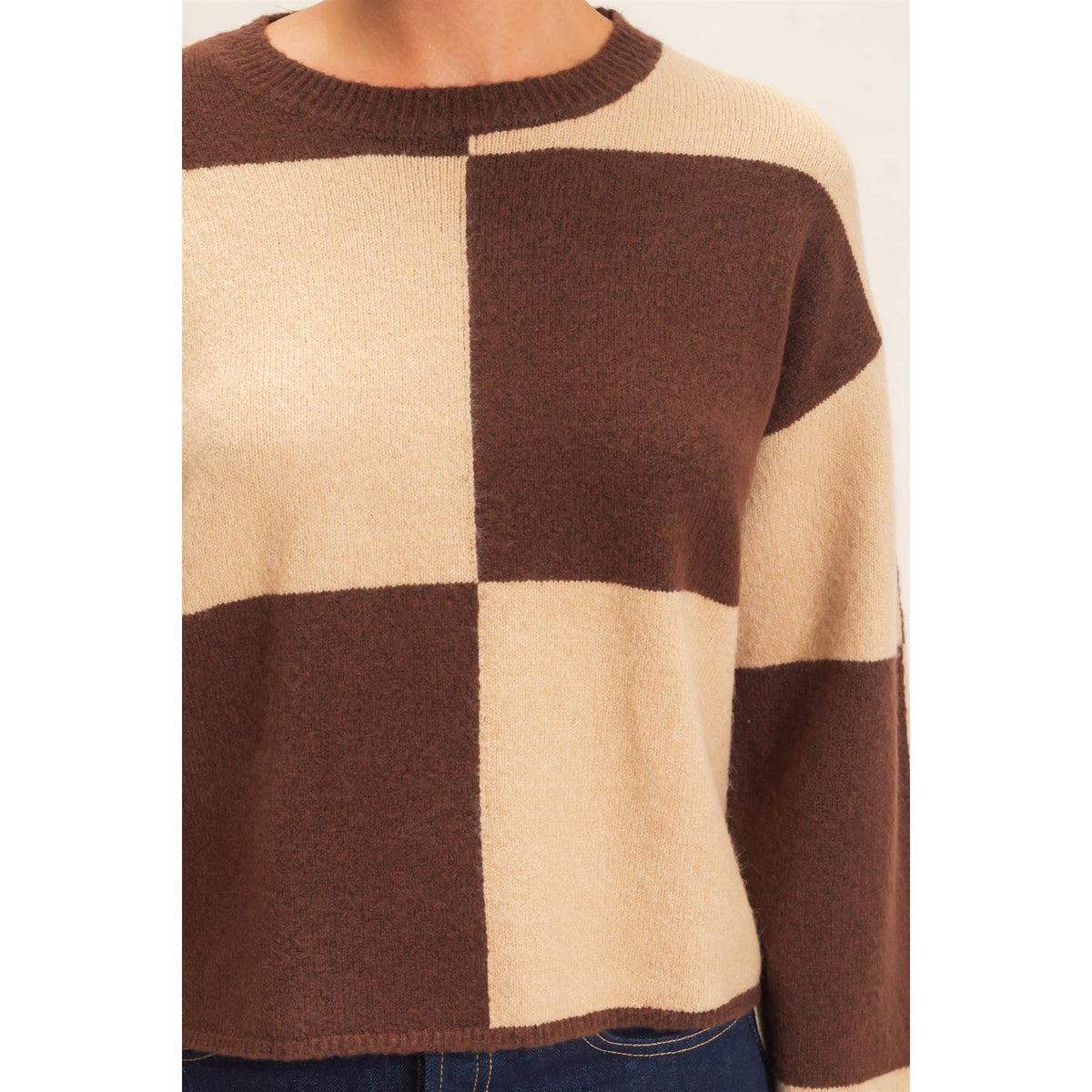 Brown Checkered Sweater