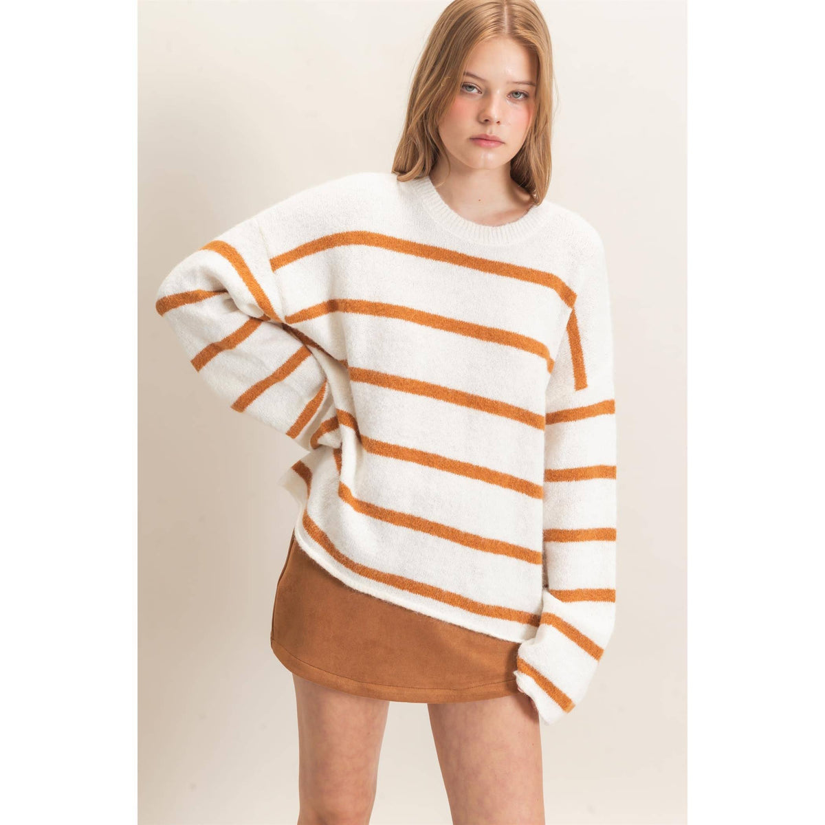 Camel Striped Sweater