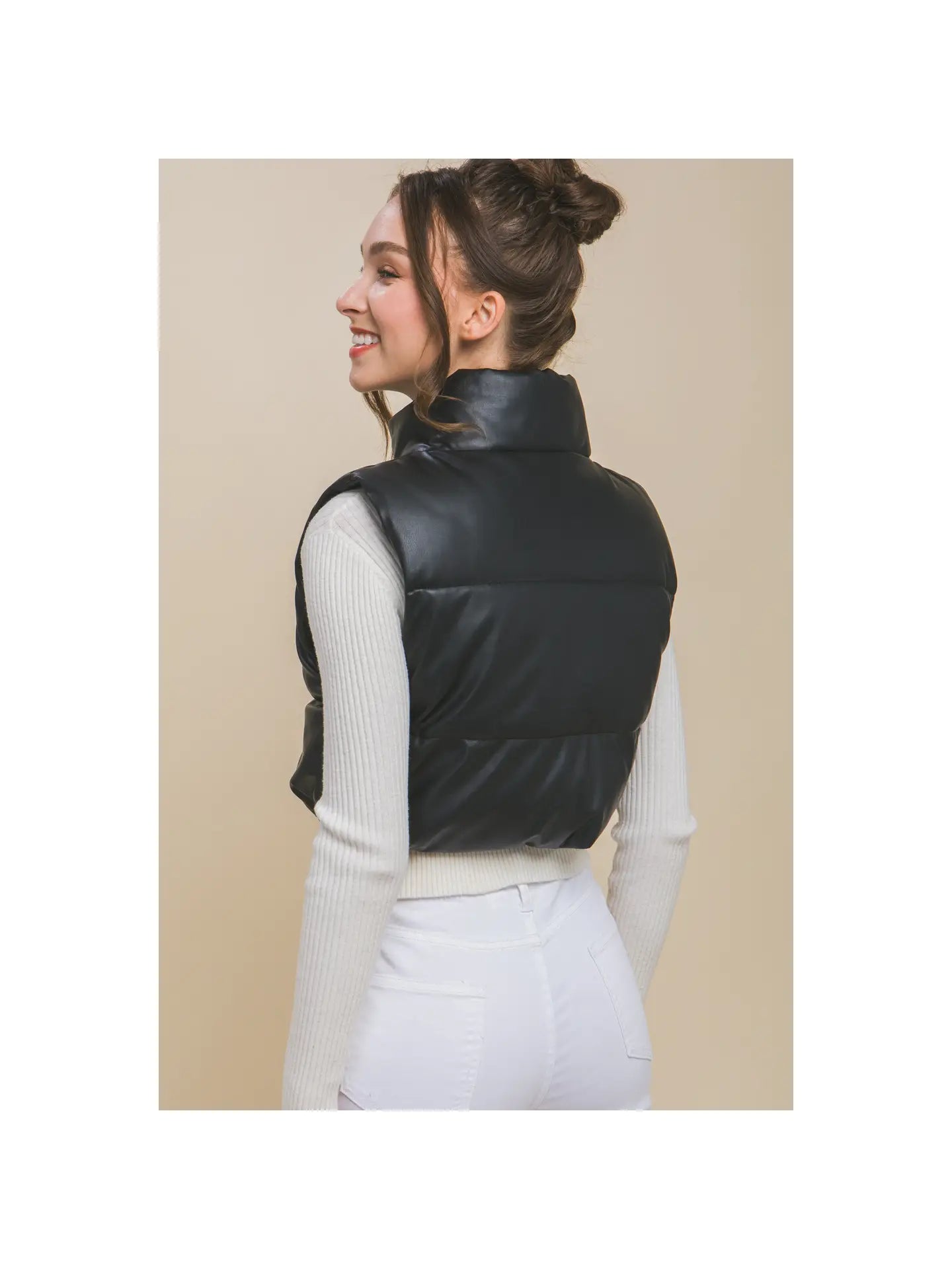 Braxton Faux Leather Puffer Vest