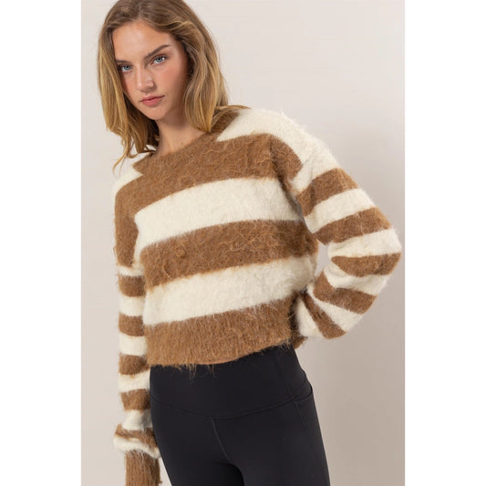 Sedona Crop Sweater - Brown and Cream