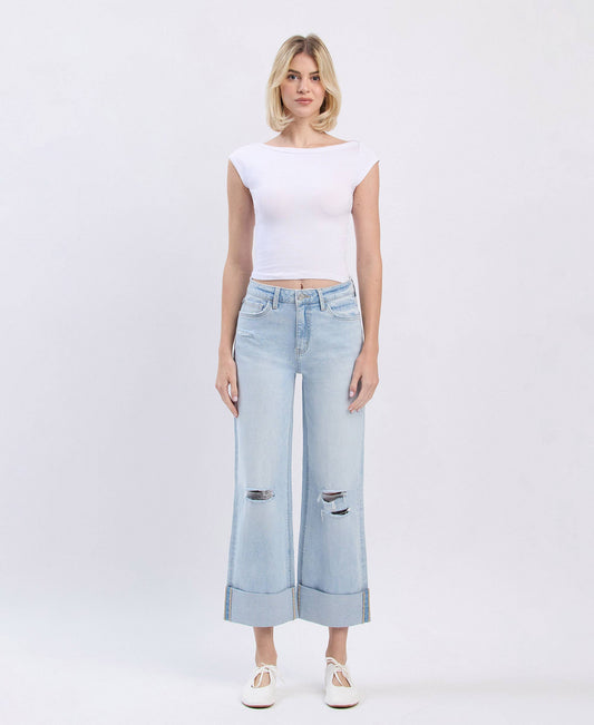 High Rise Double Cuffed Jeans