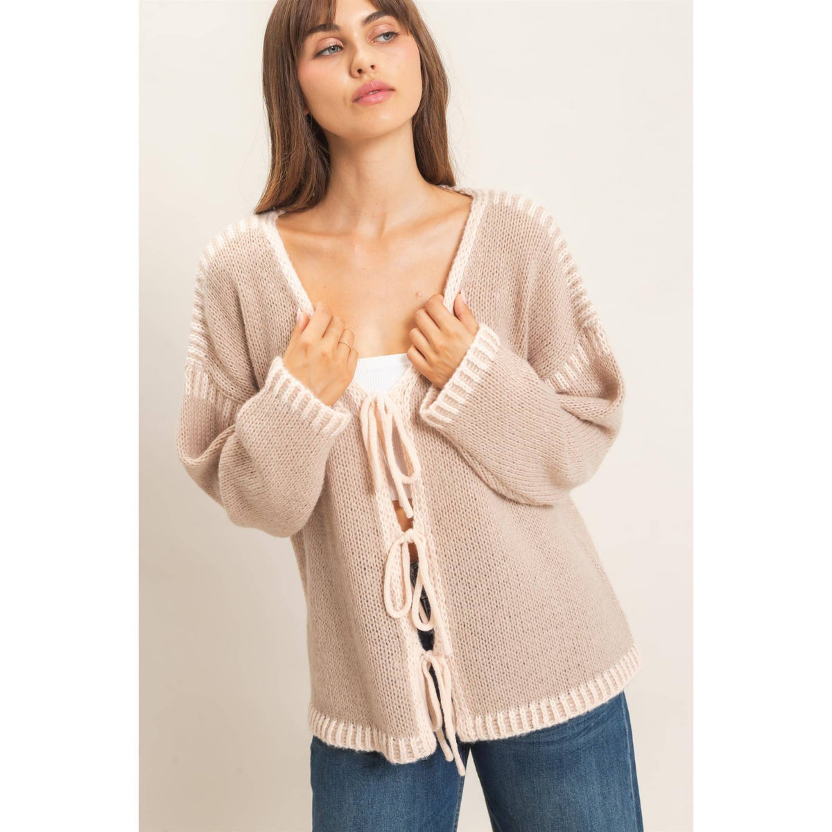 Open Front Tie Cardigan