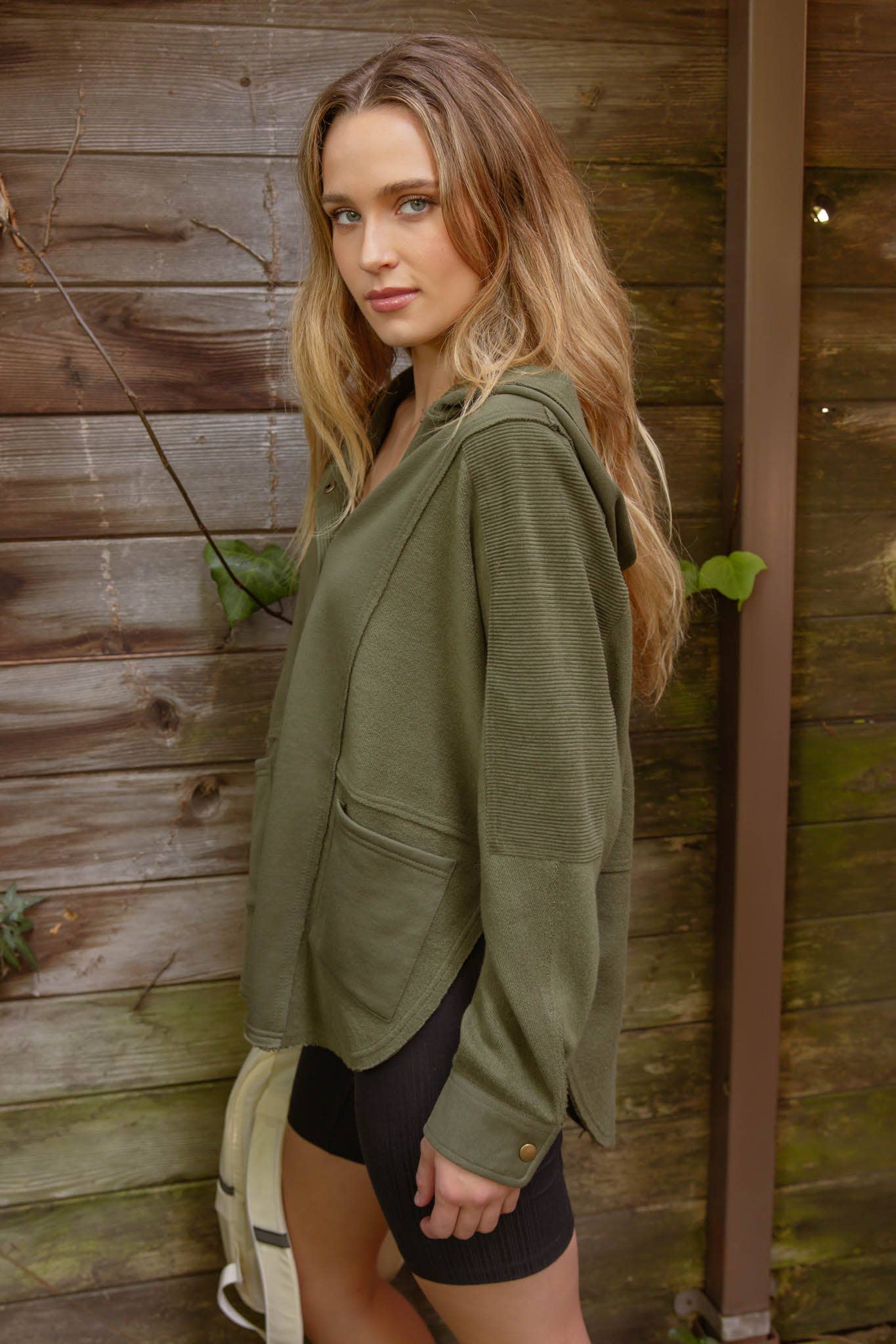 Half Button Hooded Top