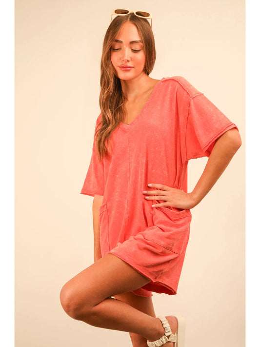 Claire Romper - Coral