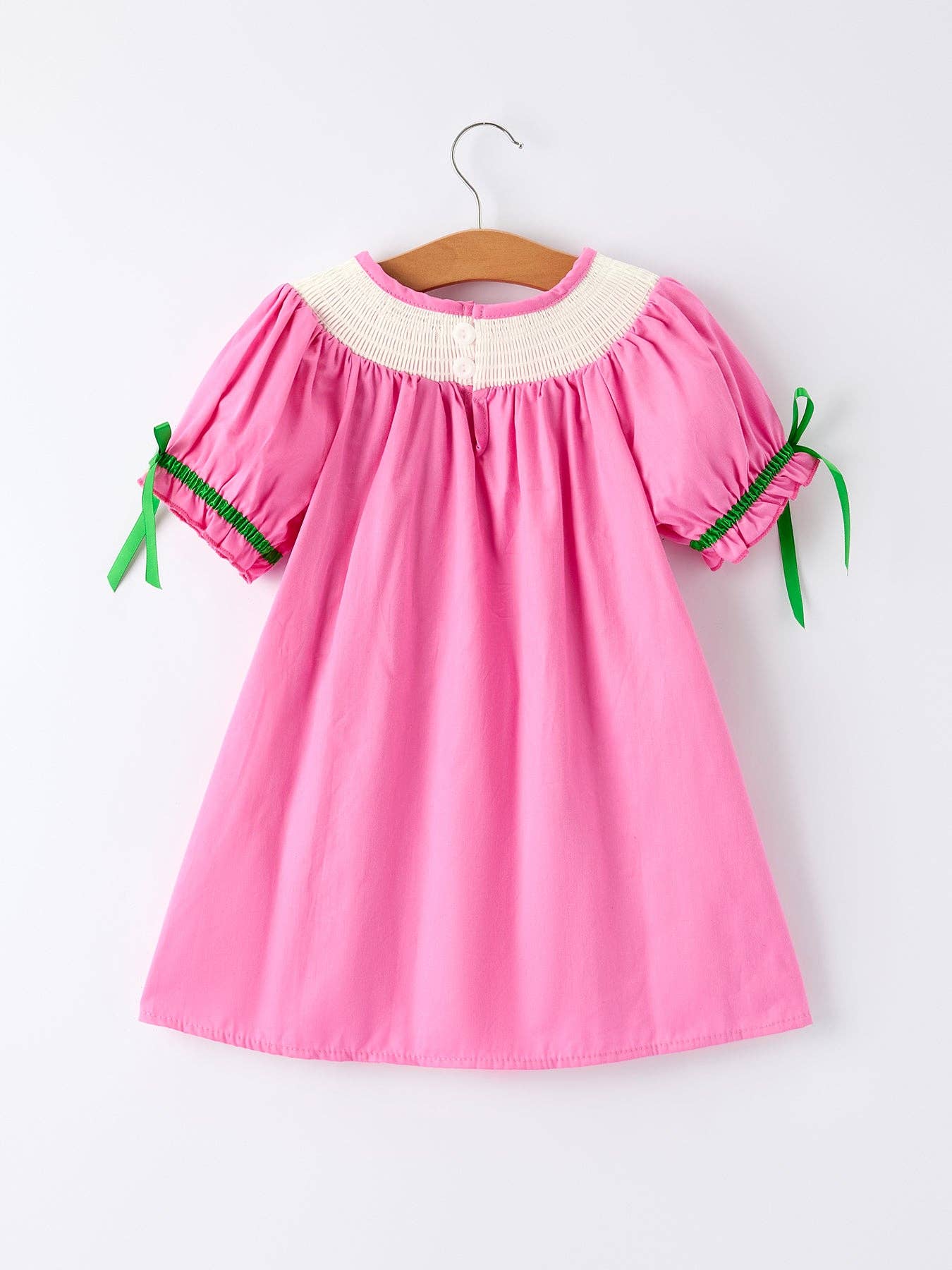 Christmas Pink Christmas Smocked Embroidery Tree Baby Girls Dress