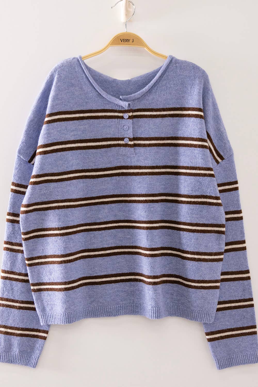 Blue/Brown Cozy Button Sweater