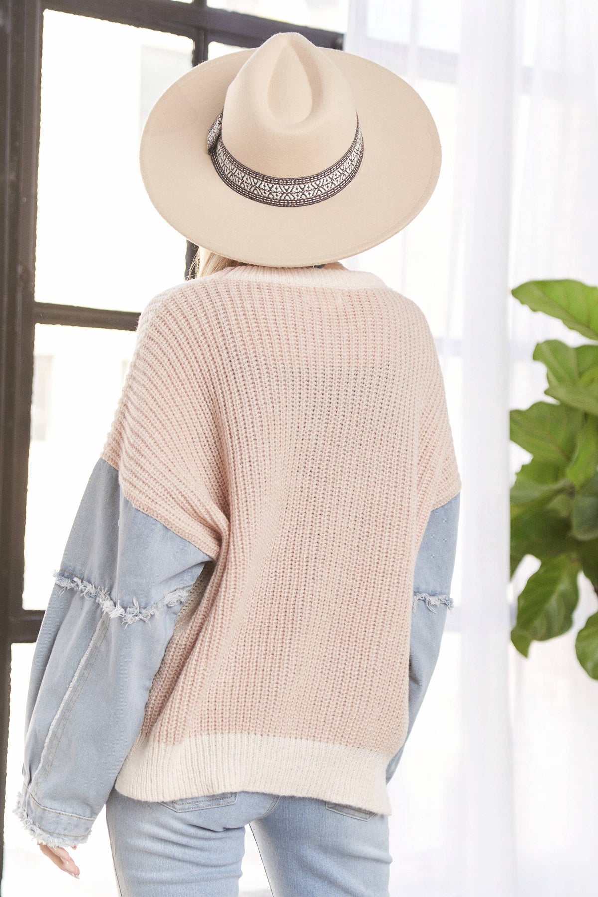 Cream/Denim Top