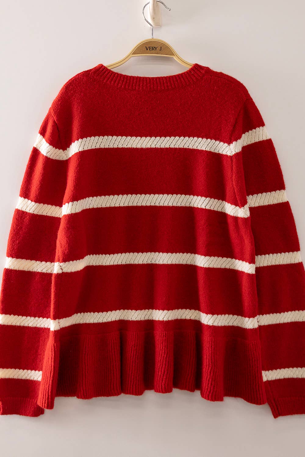 Red Stripe Peplum Sweater