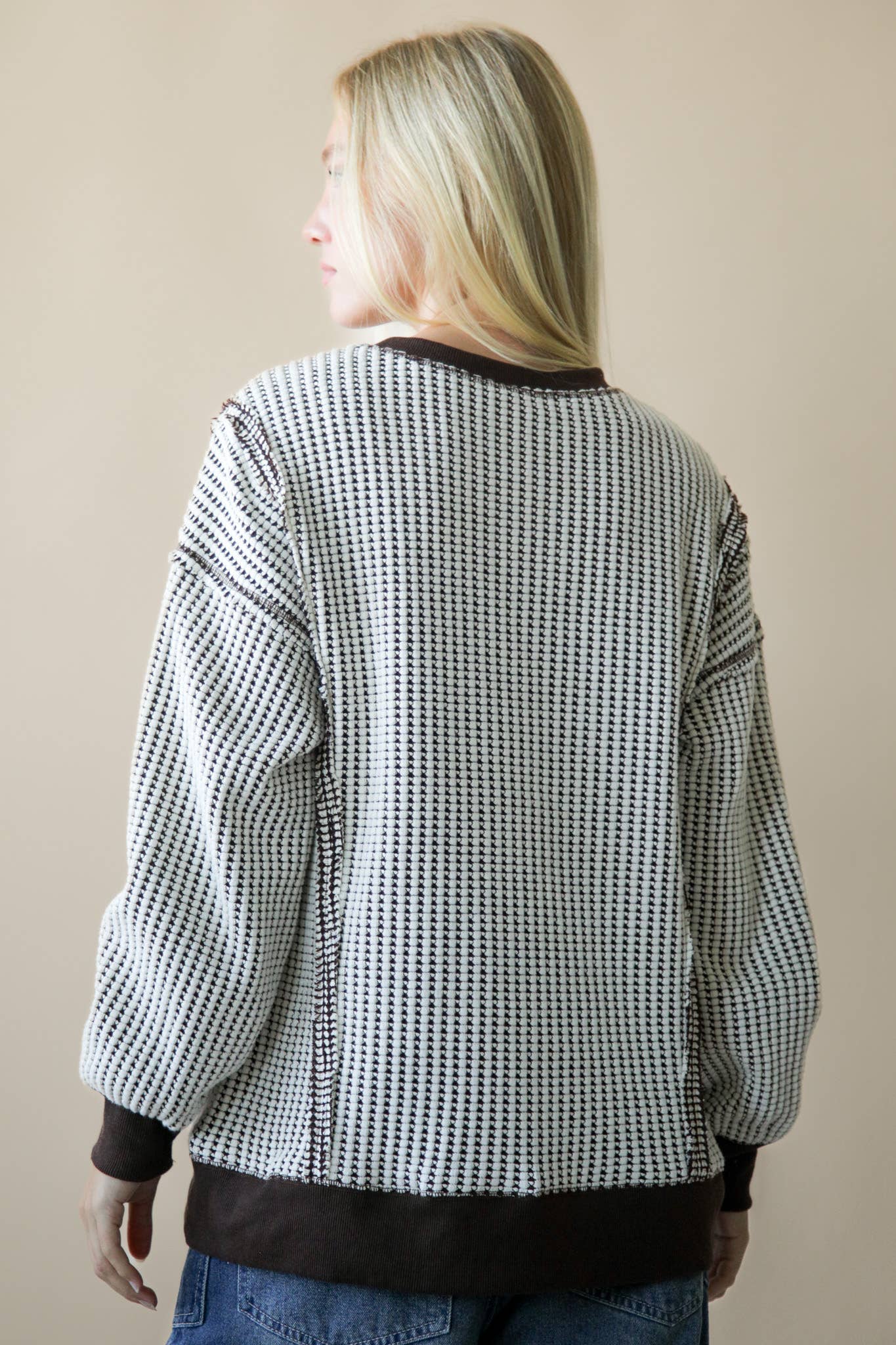 Oversized Waffle Knit Casual Top