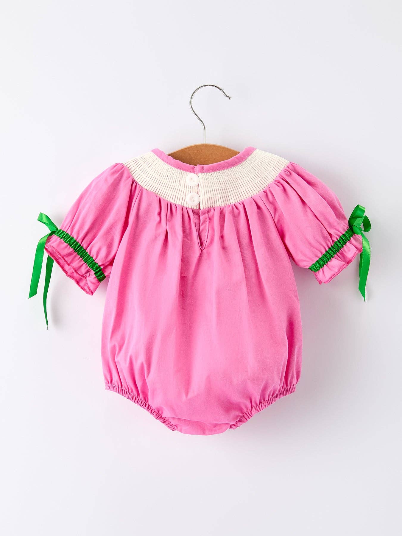 Christmas Pink Christmas Smocked Embroidery Tree Baby Girls Romper
