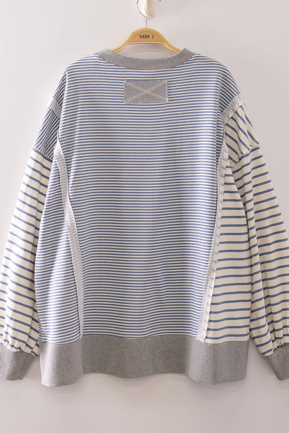 Blue Stripe Contrast Sweatshirt