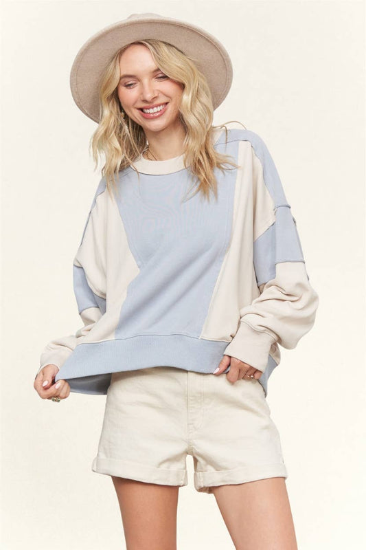 Blue/ Cream Top