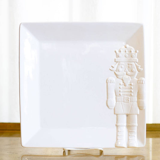 Nutcracker Embossed Platter in White