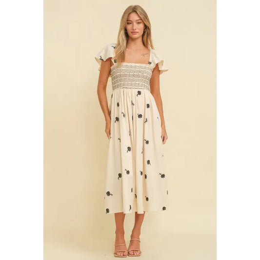 Ivory and Black Maxi Dress