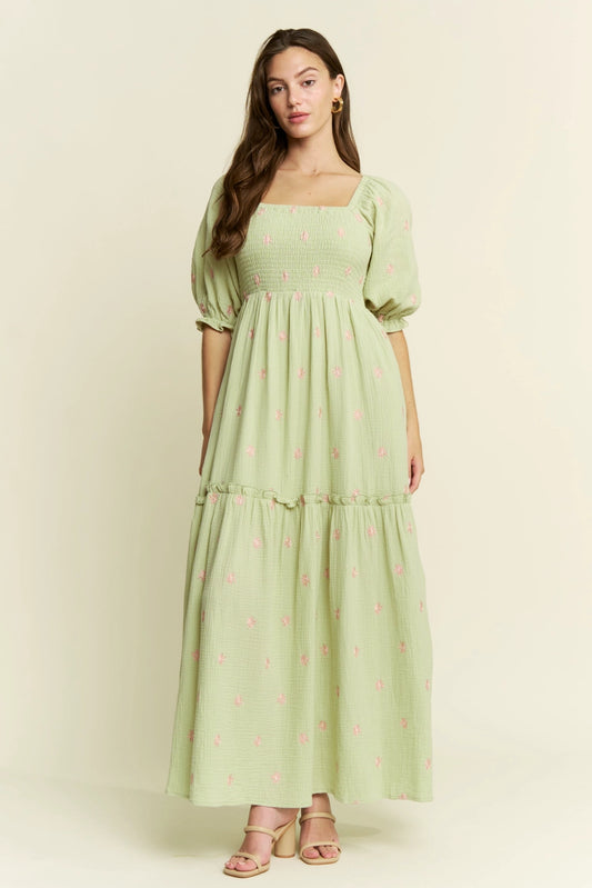 Flower Embroidered Maxi Dress