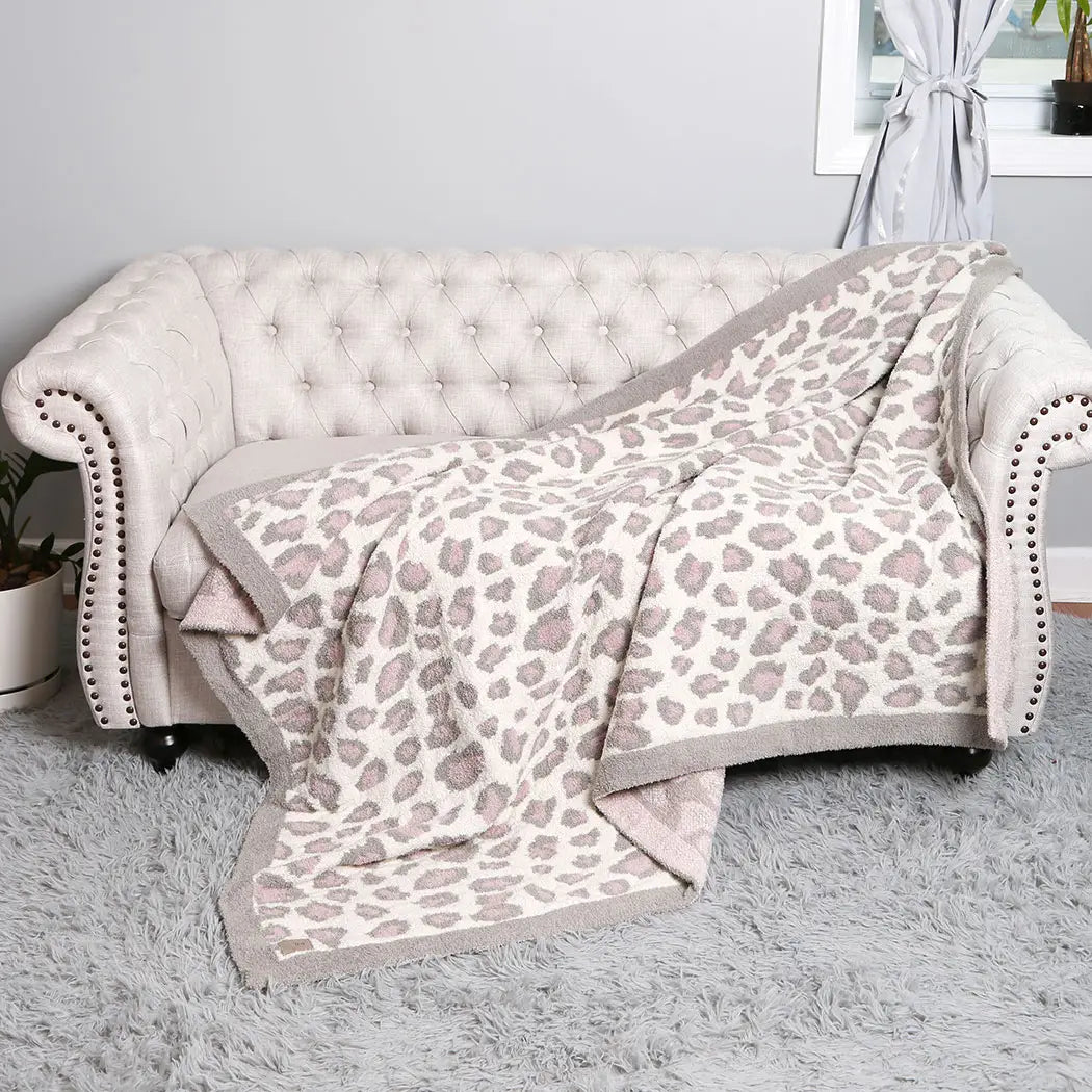 Leopard Throw Blanket - Grey