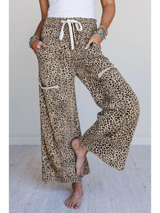 Leopard Print Wide Leg Pants