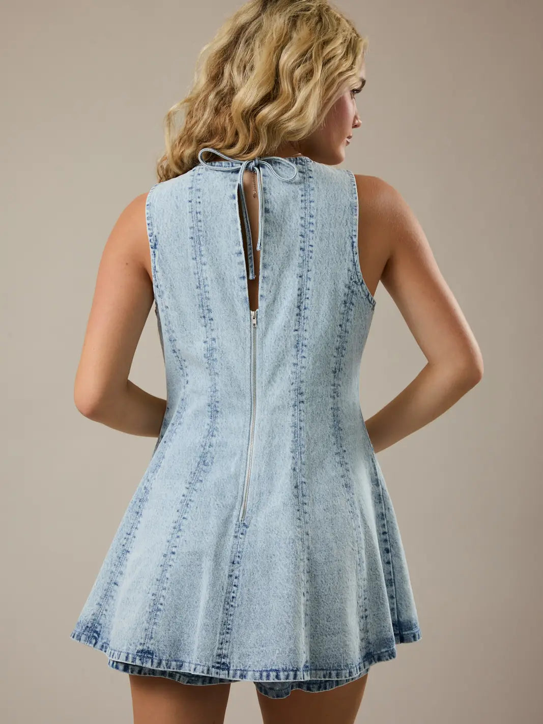 Sleeveless Flare Denim Romper