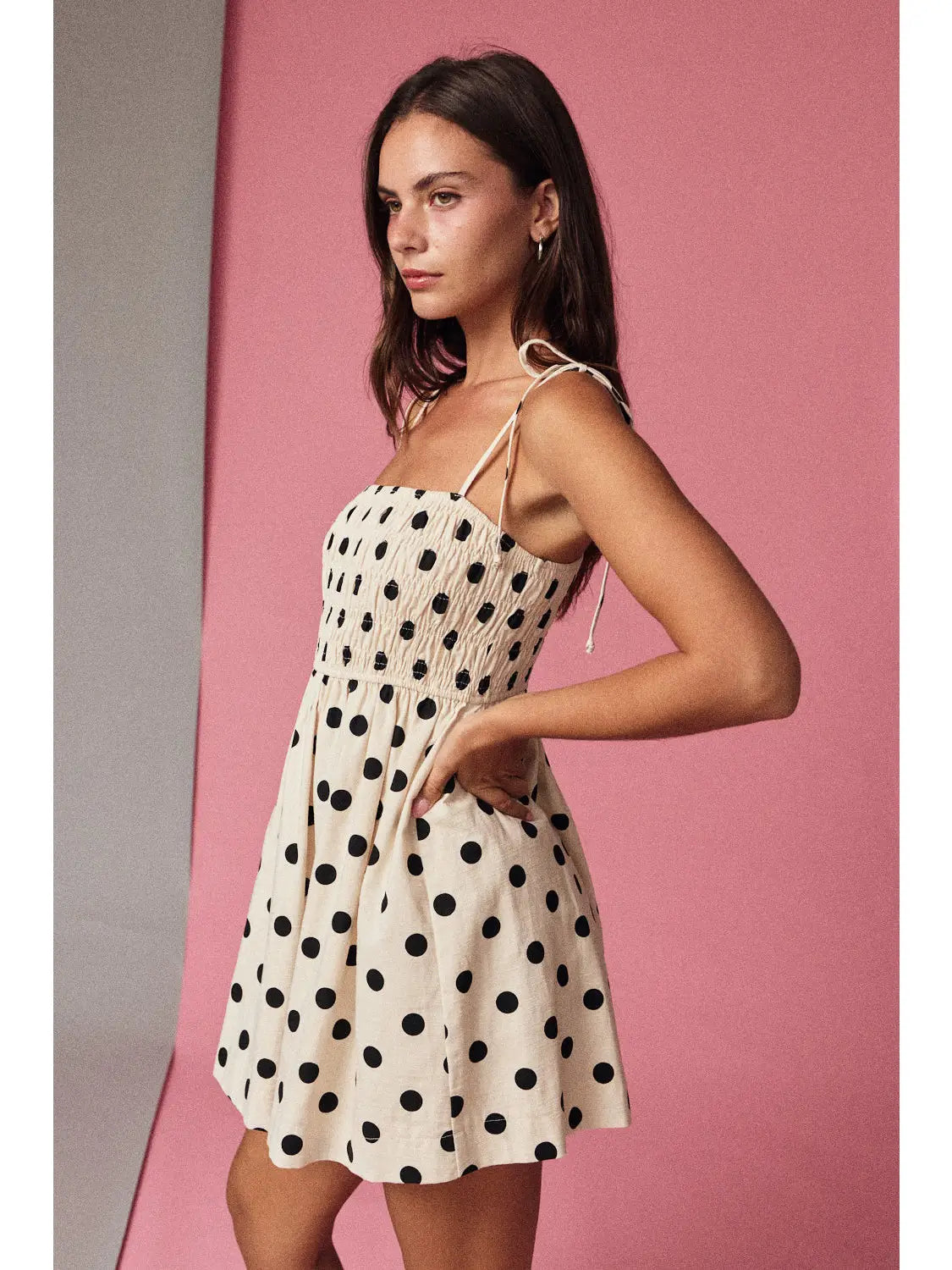 Polka Dot Smocked Mini Dress