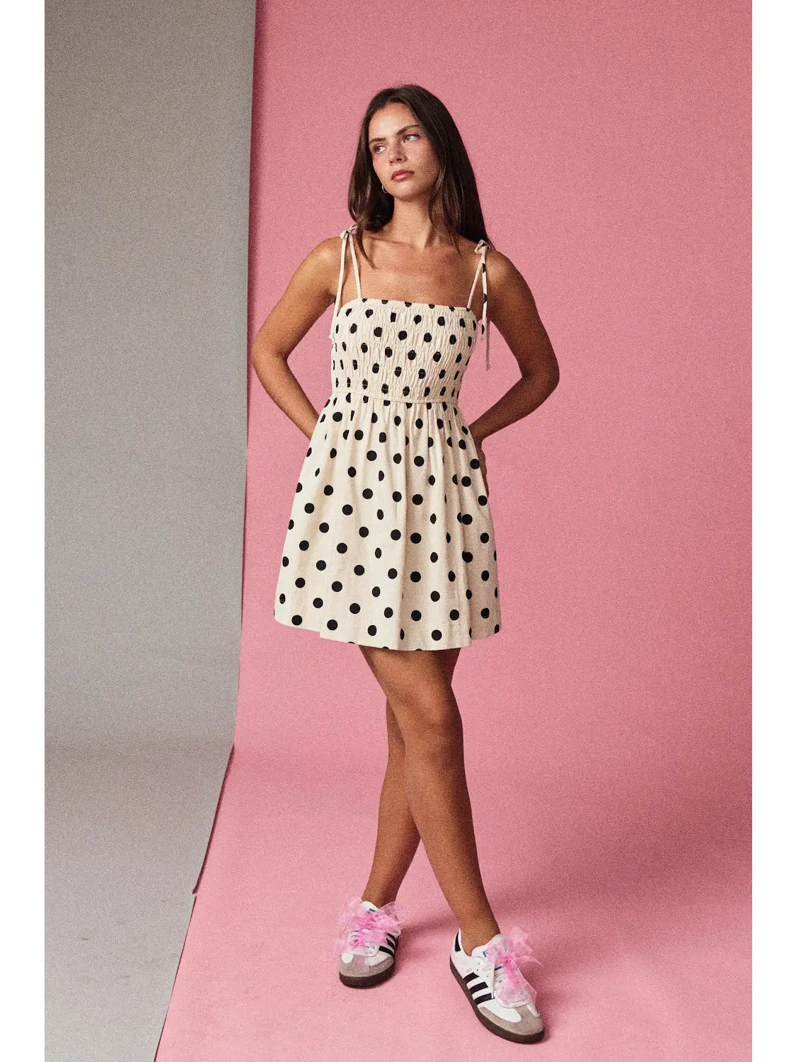 Polka Dot Smocked Mini Dress