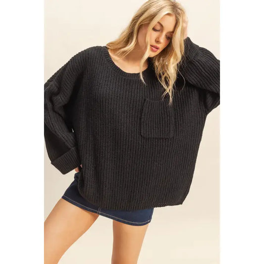 Shelby Ribbed Sweater Black